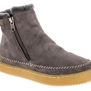 Cozy Gray Ankle Booties with Shearling Lining